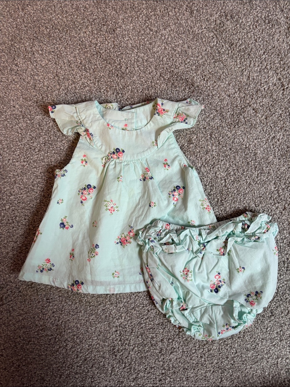 Janie and Jack Mint Green Floral Dress and Bloomers